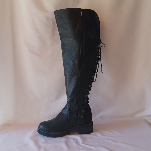 Torrid Corset Back Boots Black Vegan Leather Over The Knee Extra Wide 7.5WW - Picture 2 of 11